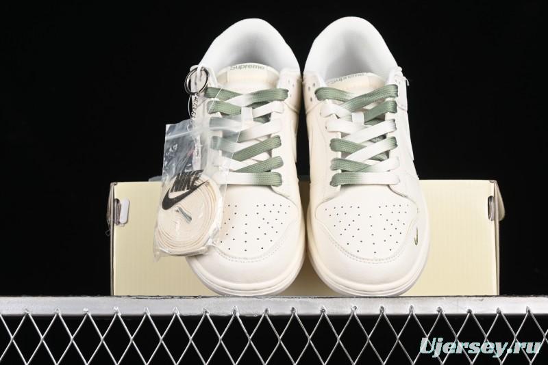 Nike SB Dunk Low Supreme Collaboration - Beige Green Two-Tone Anniversary High-End Custom Low-Top Casual Skate Shoes - BB8675-109