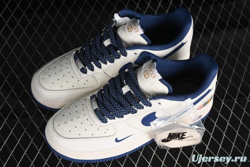 Nike Air Force 1 '07 Low Gucci Collaboration - Light Blue Linen Low-Top Casual Sneakers - XZ3398-788