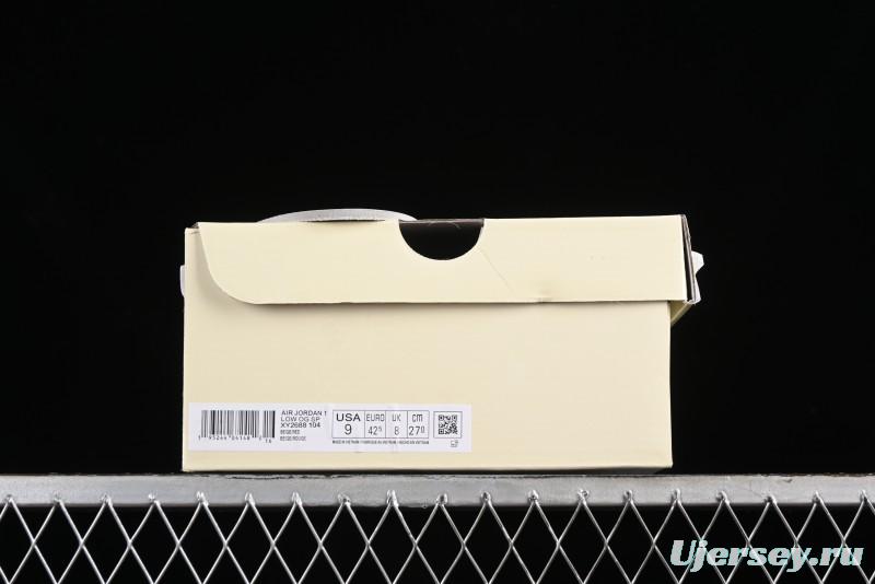 Nike Travis Scott x Fragment Design x Air Jordan 1 Low OG SP AJ1 Supreme Collaboration - Classic Off-White Low-Top Lifestyle Sneakers - XY2688-104