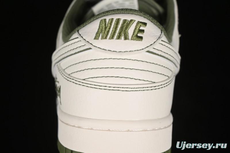 Nike SB Dunk Low Stussy Collaboration - Beige Green Anniversary High-End Custom Low-Top Casual Skate Shoes - BB1818-102