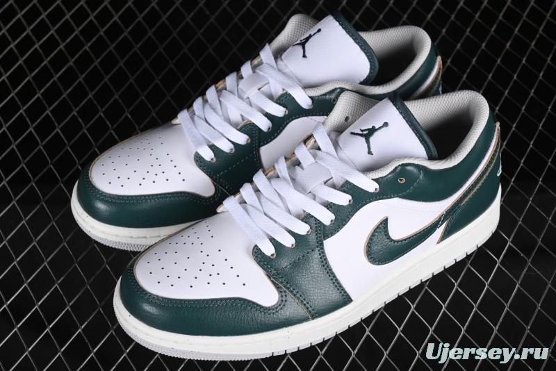 Nike Air Jordan 1 Low Retro Casual Sneakers in White Green - FQ7687-300