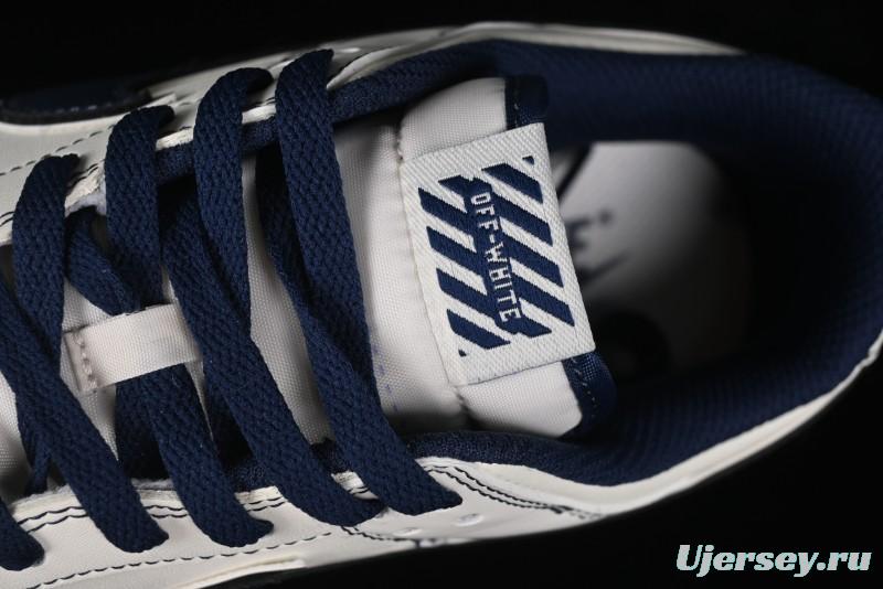 Nike SB Dunk Low OFF-WHITE Collaboration - Beige Navy Swoosh Anniversary Custom Low-Top Casual Skate Shoes - DJ2024-011