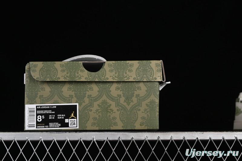 Nike Air Jordan 1 Low AJ1 Gucci Collaboration - Beige Green Knit High-End Custom Retro Basketball Shoes - DM5688-103