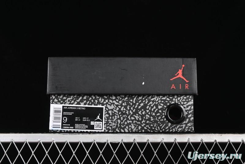 Nike Air Jordan 3 Retro Cactus Jack Collaboration High-Top Basketball Shoes with Soft Napa Leather and Visible Air Cushion - 136064-668
