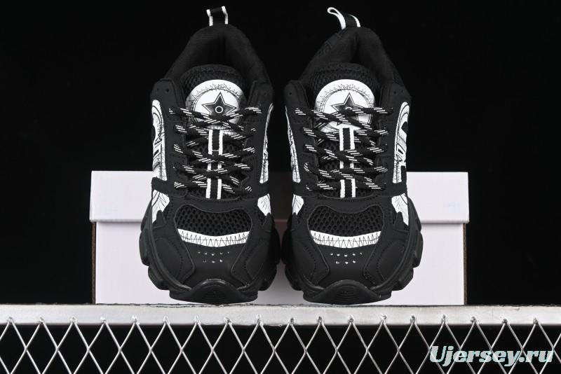 Dior Chrono Round Toe Lace-Up Lifestyle Casual Running Sneakers - 6865 BLACK WHITE