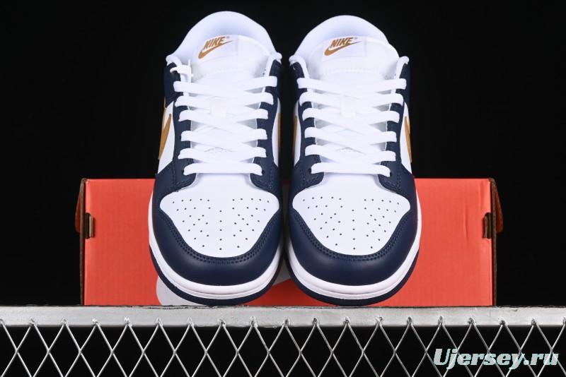 Nike Dunk Low SB Skateboarding Shoes in Black/White/Gold Colorway - FB9109-111