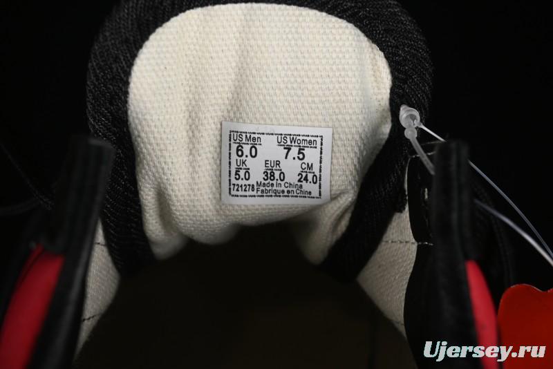 Vans Knu Skool High Street American Retro Canvas Skate Shoes in Black Red - VN0009BCRTU