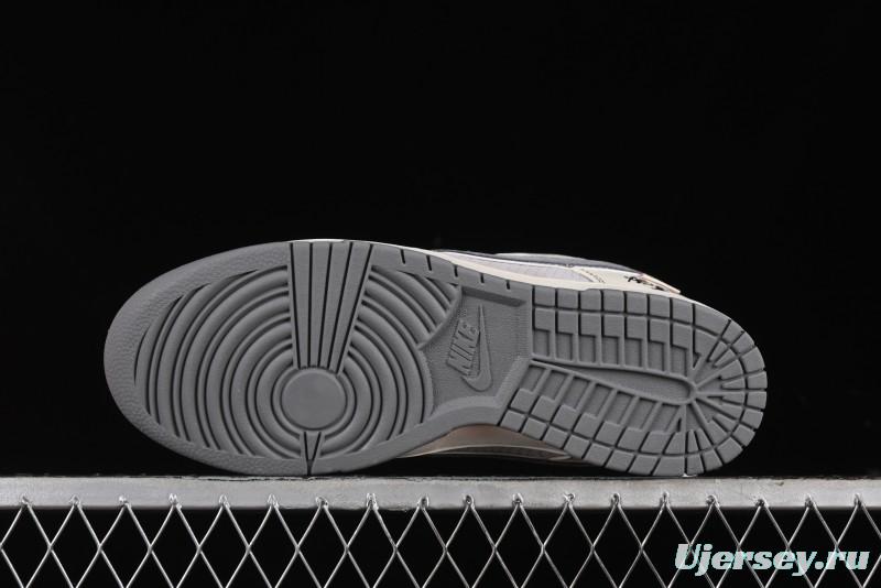 Nike SB Dunk Low Black Wukong Series - Light Gray Swoosh Anniversary Custom Low-Top Casual Skate Shoes - SJ1098-013