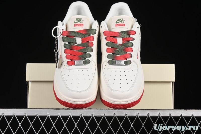 Nike Air Force 1 '07 Low Supreme Casual Sneakers in Beige Red Green - XZ6188-009