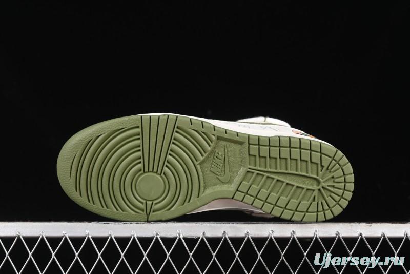 Nike SB Dunk Low Gucci Collaboration - Beige Green Floral Anniversary High-End Custom Low-Top Casual Skate Shoes - XX2025-918