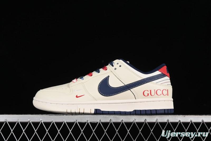 Nike SB Dunk Low Gucci Collaboration - Beige Blue Patchwork Anniversary High-End Custom Low-Top Casual Sneakers - XY1688-003