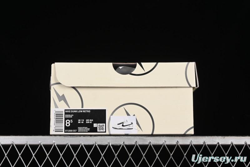 Nike SB Dunk Low Lightning Collaboration - Off White Black Double Swoosh Anniversary Custom Low-Top Casual Skate Shoes - XY1688-007