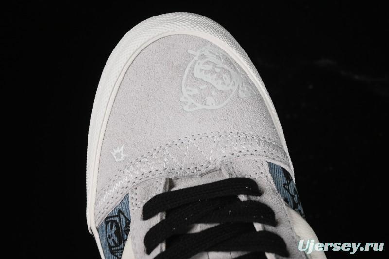 HIRONO Knu Skool Low-Top Casual Sneakers with Denim Graffiti Design - VN0009QCRBL