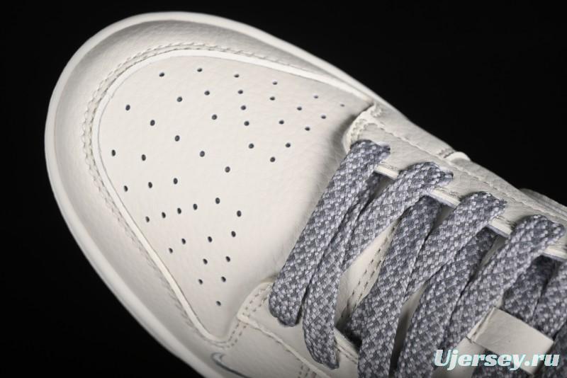 Nike SB Dunk Low Supreme Collaboration - Off White Gray Swoosh Anniversary Custom Low-Top Casual Skate Shoes - DQ1098-392