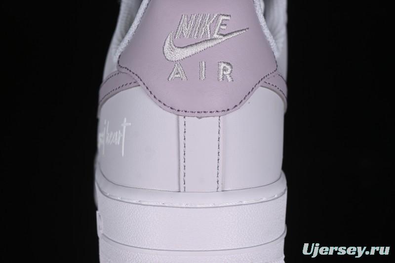 Nike Air Force 1 '07 Low Casual Sneakers with Anime-Inspired Light Gray Purple Spray Paint Design - DY8899-004