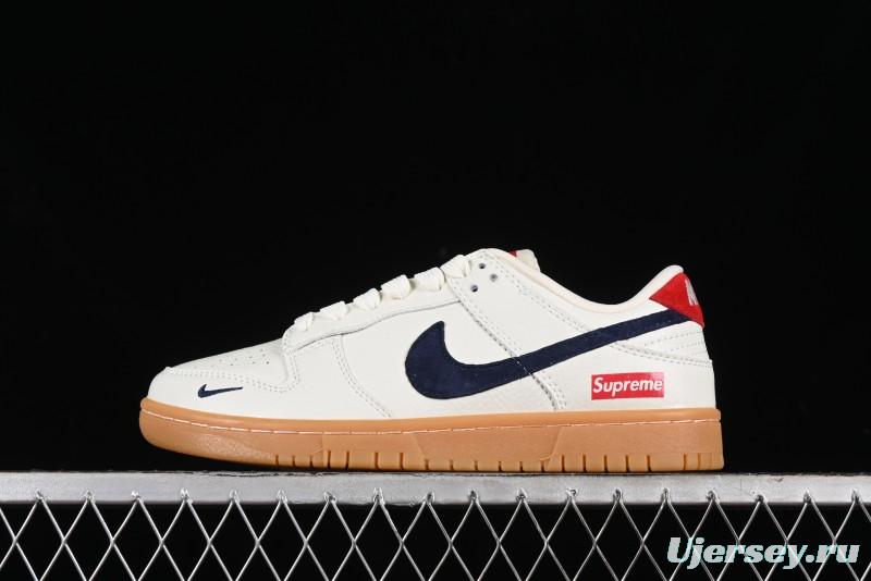 Nike SB Dunk Low Supreme Collaboration - Off White Gum Anniversary Customized Low-Top Casual Skate Shoes - JH8310-945