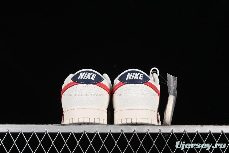 Nike SB Dunk Low Supreme Collaboration - White Dragon Scale Anniversary Custom Low-Top Casual Skate Shoes - BB8685-101