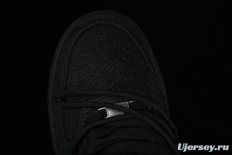 Nike Air Force 1 '07 Low Cleanfit High Street Retro Style All Black Star-Studded Diamond Accents Lace-Up Low-Top Casual Sneakers - ZH0316-030