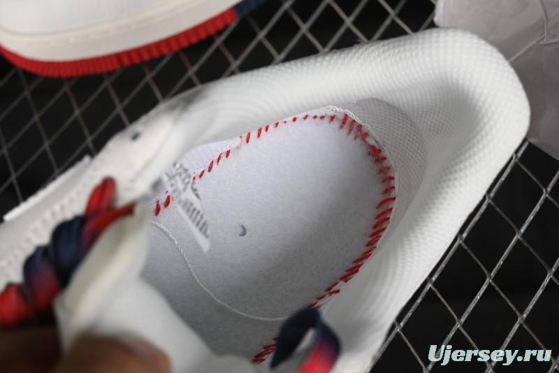 Nike Air Force 1 '07 Low Supreme Collaboration - Beige Red Blue Double Swoosh Casual Sneakers - XZ6188-008