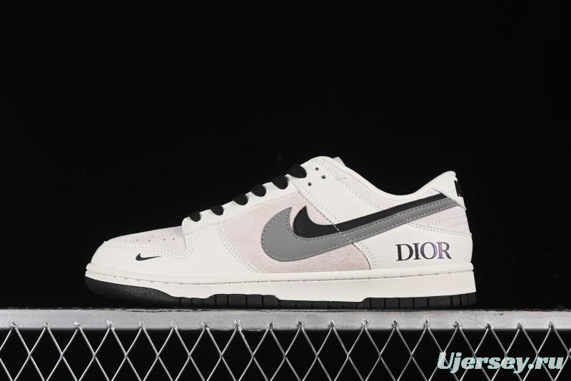 Nike SB Dunk Low Dior Collection - Beige Grey Black Swoosh Anniversary High-End Custom Low-Top Casual Skate Shoes - XD6188-041