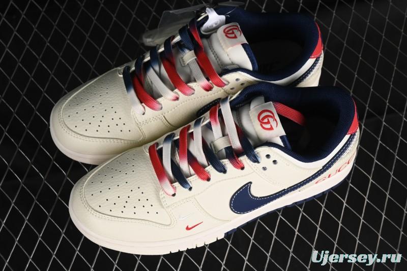 Nike SB Dunk Low Gucci Collaboration - Beige Blue Patchwork Anniversary High-End Custom Low-Top Casual Sneakers - XY1688-003