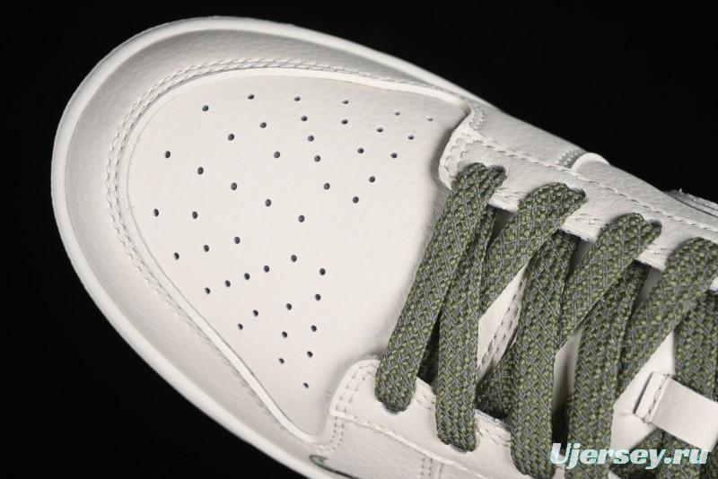 Nike SB Dunk Low Supreme Collaboration - Off-White Green Check Anniversary Customized Low-Top Casual Skate Shoes - DQ1098-391