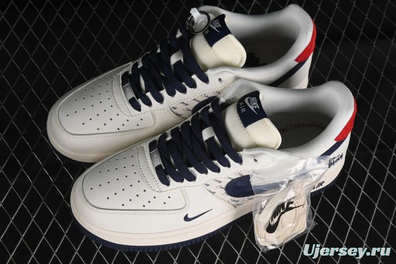 Nike Air Force 1 '07 Low Stussy Collaboration - Blue Red Print Low-Top Casual Sneakers - XZ3318-566