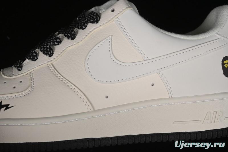 Nike Air Force 1 '07 Low Bape Collaboration - Black Beige Starry Sky Low Top Casual Sneakers - FG6688-103