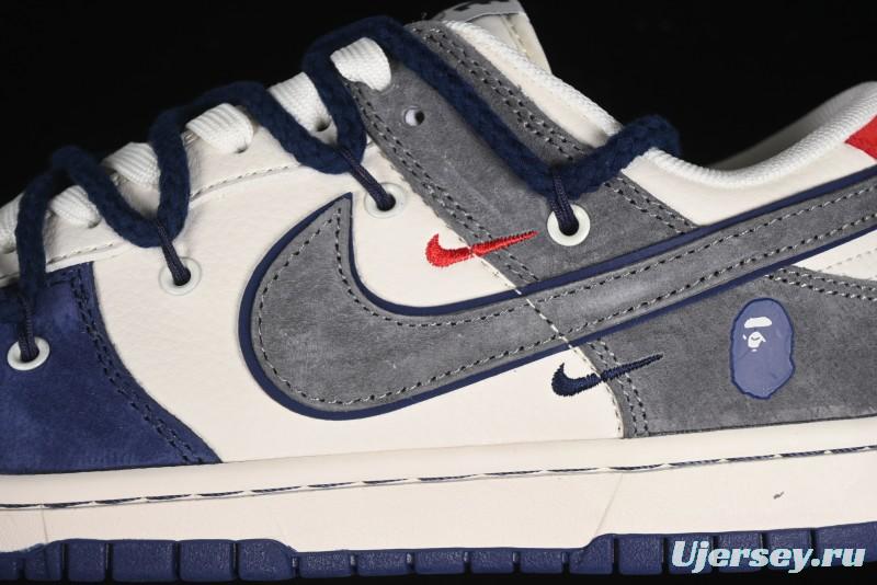 Nike SB Dunk Low BAPE Collaboration - Strap Multi-Color Grey Swoosh Anniversary Custom Low-Top Casual Sneakers - SJ2068-278