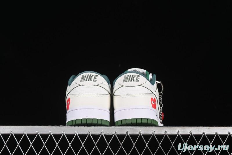 Nike SB Dunk Low Comme des Garçons Collaboration - Woven Beige White Swoosh Anniversary Custom Low-Top Casual Skate Shoes - KK1888-010