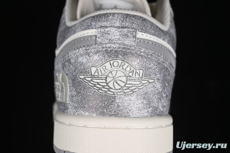 Nike Air Jordan 1 Low AJ1 The North Face Collaboration - Rock Gray High-End Custom Retro Basketball Shoes DC2024-023