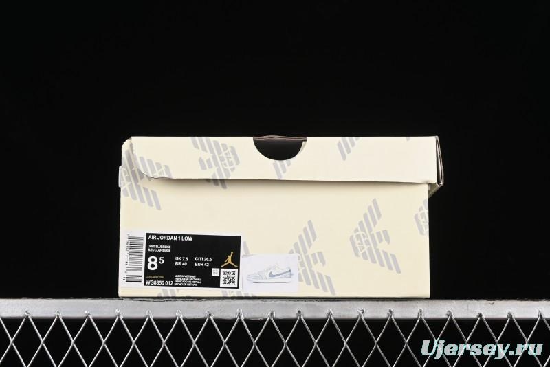 Nike Air Jordan 1 Low Retro Basketball Shoes - Giorgio Armani Collaboration Ice Blue - WG8850-012
