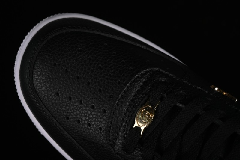 Nike Air Force 1 '07 Low Black Gold Swoosh Casual Sneakers - CT1990-001