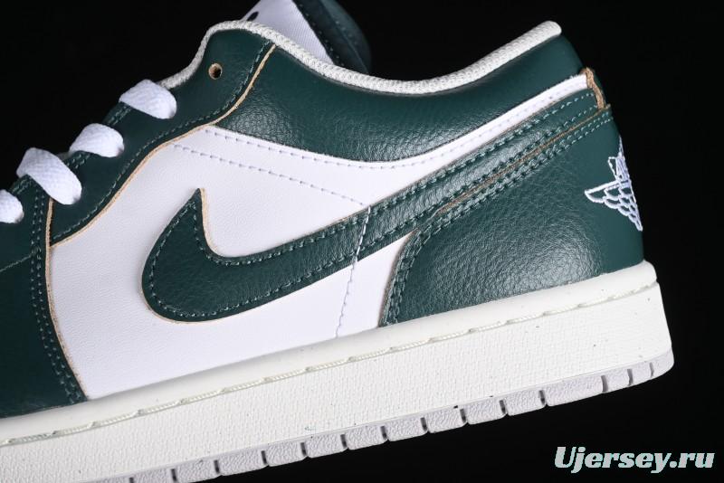 Nike Air Jordan 1 Low Retro Casual Sneakers in White Green - FQ7687-300