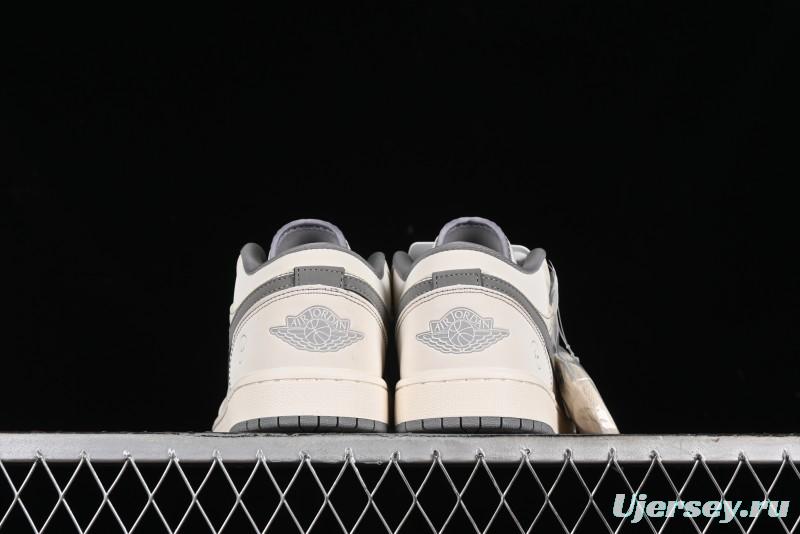Nike Air Jordan 1 Low AJ1 Lightning Collaboration - Off White Grey Anniversary Custom Edition Low-Top Casual Sneakers - CF3688-020