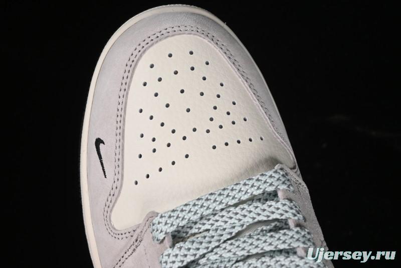 Nike Air Jordan 1 Low Stussy Collaboration - Black Blue Pigment Patchwork Retro Basketball Shoes - LJ6688-008