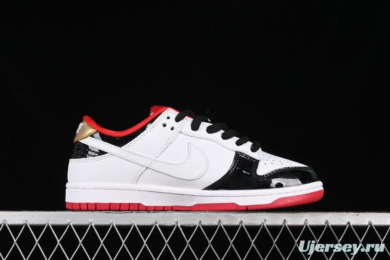 Nike SB Dunk Low UN Collaboration - White Black Patent Leather Anniversary Custom Low-Top Casual Skate Shoes - XB3802-349