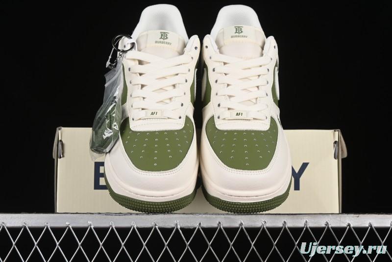 Nike Air Force 1 '07 Low Burberry Collaboration - Off White Mint Green Low Top Casual Sneakers - BB8588-221