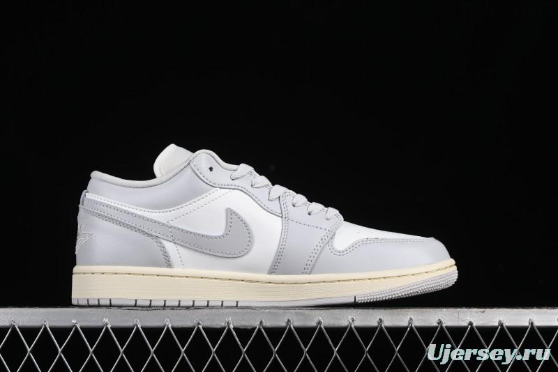 Nike Air Jordan 1 Low Casual Sneakers in White-Grey - FQ7687-300