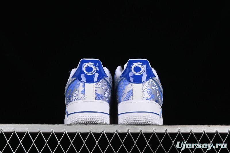 Nike Air Force 1 '07 Low DIY Blue and White Porcelain Dragon Embroidery Casual Sneakers - CW2288-201