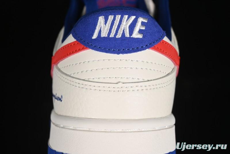 Nike SB Dunk Low Championship Collaboration - Off-White Red Swoosh Anniversary Custom Low-Top Casual Skate Shoes - KK1688-021