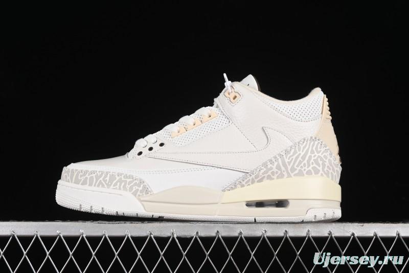 Nike Air Jordan 3 Retro Cactus Jack Collaboration High-Top Basketball Shoes with Soft Napa Leather and Visible Air Cushion - 136064-668