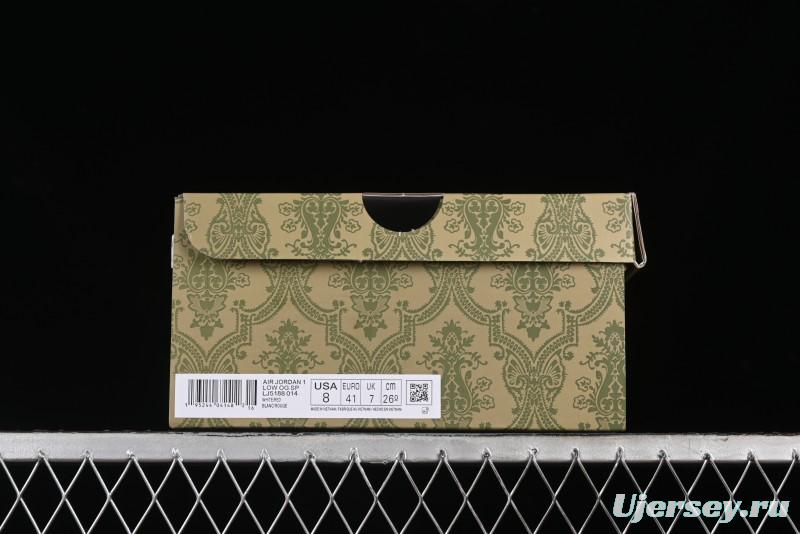 Nike Travis Scott x Fragment Design x Air Jordan 1 Low OG SP AJ1 Gucci Collaboration - White Low-Top Casual Sneakers LJ5188-014