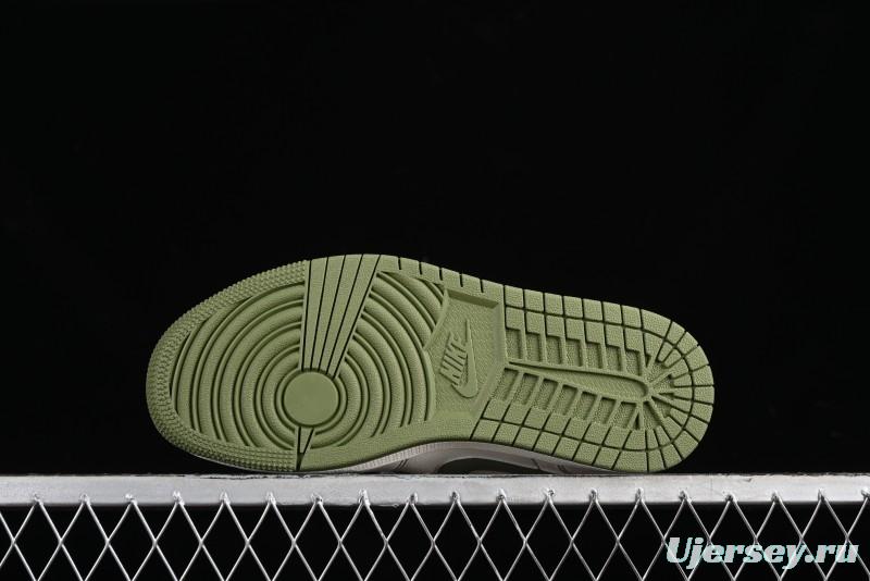 Nike Air Jordan 1 Low Retro Basketball Shoes in Off-White Olive Green - CF3688-019