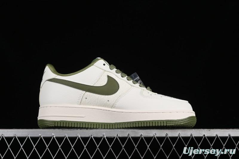 Nike Air Force 1 '07 Low Gucci Collaboration - Beige Green Linen Casual Sneakers - XZ3398-588