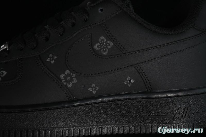 Nike Air Force 1 '07 Low LV Custom All Black Casual Sneakers - 315122-101