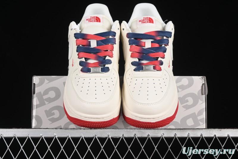 Nike Air Force 1 '07 Low The North Face Collaboration - White Red Blue Color Block Low-Top Casual Sneakers - XZ6188-010