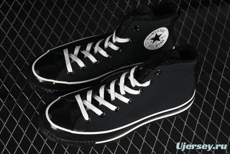 Converse Chuck 1970s High Top Canvas Shoes in Black Lace Punk Style - A10026C