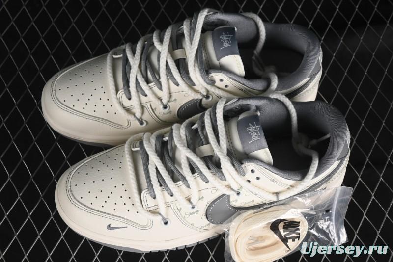 Nike SB Dunk Low Stussy Bandana Grey Check Anniversary Custom Low-Top Casual Skate Shoes - SJ2068-310