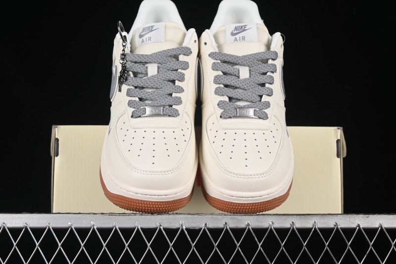 Nike Air Force 1 '07 Low Stussy Collaboration - Light Bone Gum Sole Casual Sneakers - XZ5688-003